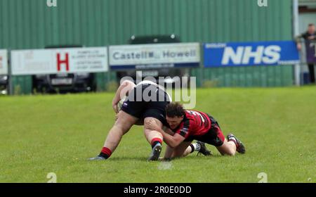 Carmarthen Athletic RFC v Tenby RFC WRU West Div 2 2023 - O Stock Photo