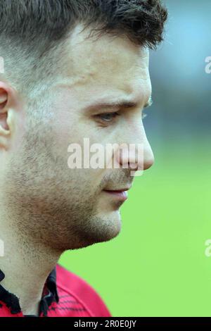 Carmarthen Athletic RFC v Tenby RFC WRU West Div 2 2023 - O Stock Photo