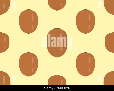 Seamless pattern with kiwi on a yellow background. Kiwi is a tropical fruit. Design for posters, wrapping paper and wallpapers. Vector illustration Stock Vector