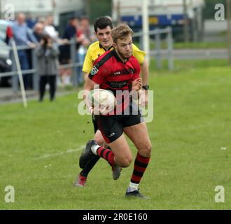 Carmarthen Athletic RFC v Tenby RFC WRU West Div 2 2023 - O Stock Photo