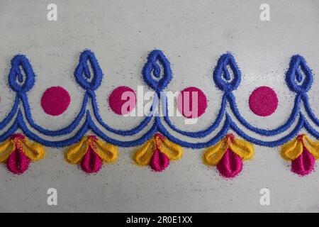 Beautiful multicolored Rangoli design. Border rangolis handmade sand ...