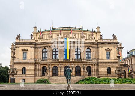 Facade of the Rudolfinum building in Prague (ca. 1885), Czech Republic, home of the Czech Philharmonic Orchestra since 1946. Stock Photo