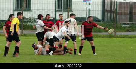 Carmarthen Athletic RFC v Tenby RFC WRU West Div 2 2023 - O Stock Photo