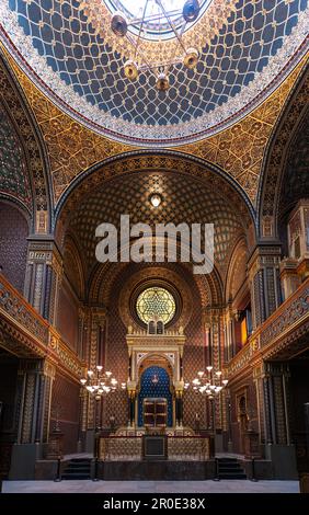 Torah Ark and Bema at the Spanish Synagogue in Prague, built in moorish style (ca. 1837). Stock Photo