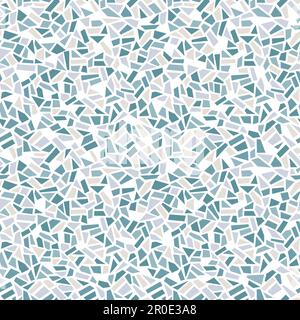 Blue vector abstract mosaic seamless pattern. Stone marble texture textile background. Terrazzo floor print. Stock Vector