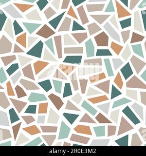 Terrazzo style vector mosaic seamless pattern. Stone marble texture floor background. Stock Vector