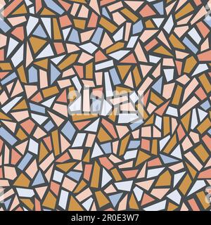 Orange vector abstract seamless pattern. Stone marble texture mosaic background for interior. Stock Vector