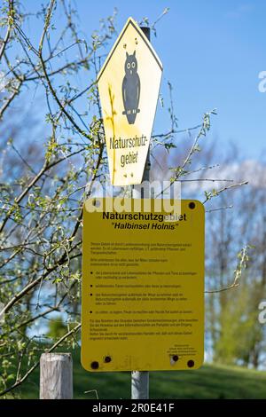 Information sign, nature reserve, Holnis Peninsula, Schleswig-Holstein, Germany Stock Photo