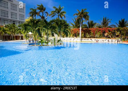 Swimming Pool, Hotel Saigon Ninh Chu Resort, Phan Rang, South China Sea, Province of Ninh Thuan, Phan Rang, Vietnam Stock Photo