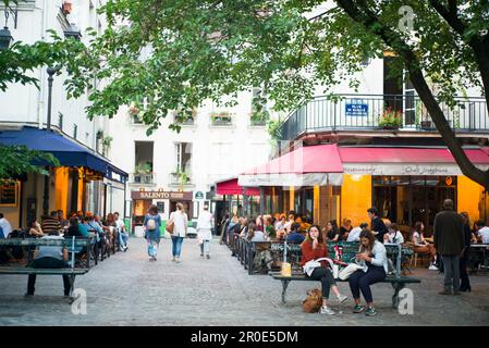 'Place du Marché Sainte Catherine', a square in Marais, Paris, France Stock Photo