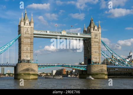 View of Tower Bridge from the River Thames Stock Photo