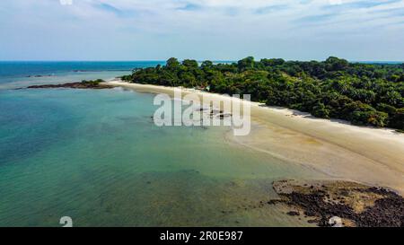 Aerial of Joao Viera island, Marinho Joao Vieira e Poilao National Park, Bijagos archipelago, Guinea Bissau Stock Photo