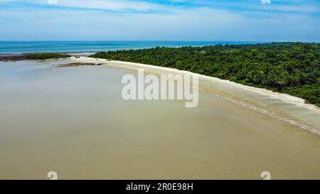 Aerial of Joao Viera island, Marinho Joao Vieira e Poilao National Park, Bijagos archipelago, Guinea Bissau Stock Photo