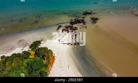 Aerial of Joao Viera island, Marinho Joao Vieira e Poilao National Park, Bijagos archipelago, Guinea Bissau Stock Photo