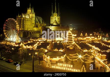 Christmas market at Cathedral Square, Erfurt, Thuringia, Germany Stock Photo