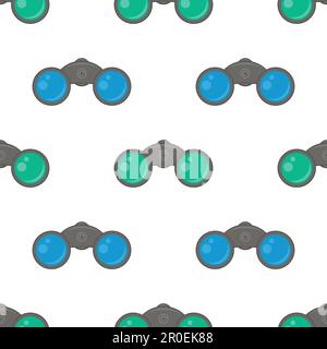 Vector Binoculars Icon Isolated on White Background. Optical Logo. Seamless Pattern. Stock Vector