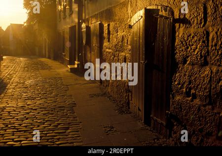 Deserted alley at the old town in the morning, Bad Bentheim, Lower Saxony, Germany, Europe Stock Photo