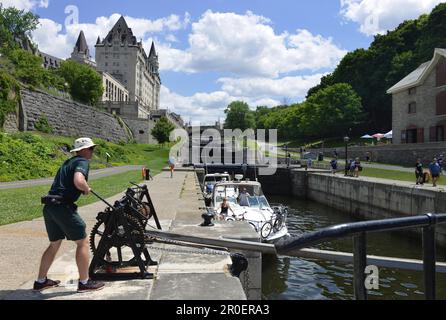 RiRideau Canal, Lock, Ottawa, Ontario, Canada Stock Photo