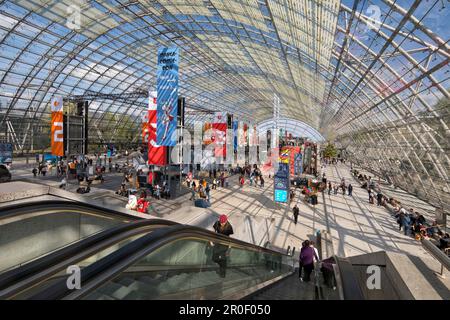 Book Fair in the Glass Hall of the Leipzig Trade Fair, Neue Messe, Leipzig, Saxony, Germany Stock Photo