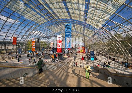 Book Fair in the Glass Hall of the Leipzig Trade Fair, Neue Messe, Leipzig, Saxony, Germany Stock Photo