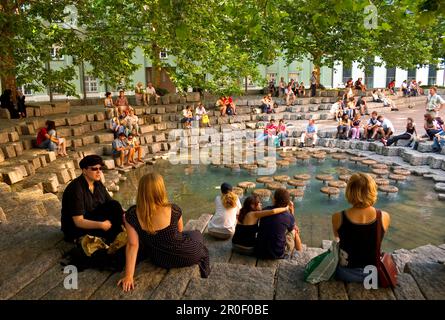 Fountain in front of the Frauenkirche, Munich, Ger, Fountain in front of the Frauenkirche, Munich Stock Photo