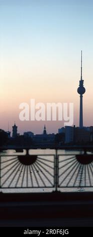 View from the Oberbaum bridge towards the television tower at Alexanderplatz, Berlin, Germany Stock Photo