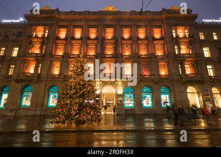 Zuerich Bank Credit Suisse christmas Stock Photo