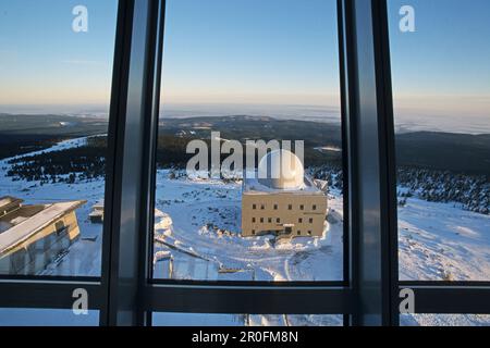 View to Brocken House on Brocken summit, Schirke, Harz Mountains, Saxony-Anhalt, Germany Stock Photo
