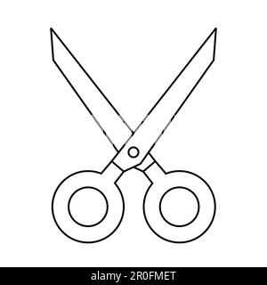 Scissors line icon on white background Stock Vector