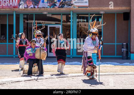 Traditional Zuni Dancing at Indian Pueblo Cultural Center in Albuquerque, New Mexico Stock Photo