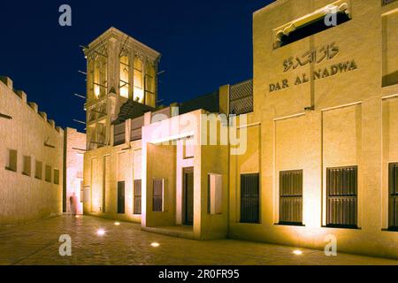 Bur Dubai Bastakiya historical district at south part of Dubai creek, wind tower Stock Photo