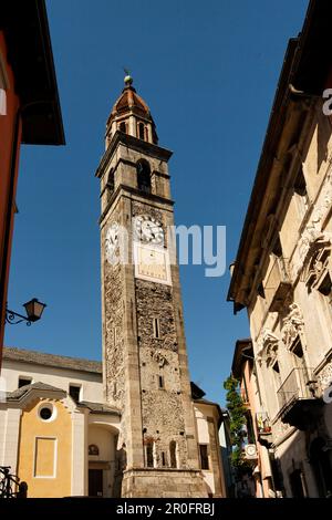 Switzerland, Ticino, Ascona, church, clock tower Stock Photo