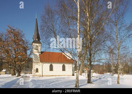 Elend, smallest wooden church in Germany, winter, snow, Harz mountains, Saxony Anhalt, Germany Stock Photo