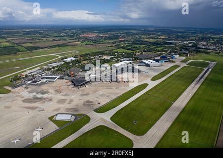 Aerial shot of Hanover/Langenhagen International Airport, Hanover, Lower Saxony, Germany Stock Photo