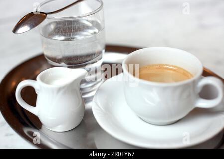 Cup of coffee served in the Cafe Griensteidl, Vienna, Austria Stock Photo