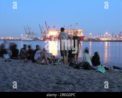 Group of young people on the City Beach, Hamburg, Germany Stock Photo