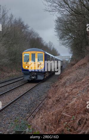 Northern Rail class 769 bi mode flex train passing Westhoughton while running on diesel Stock Photo