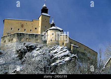 View to Tarasp Castle in the Lower Engadine, Lower Engadine, Engadine, Switzerland Stock Photo