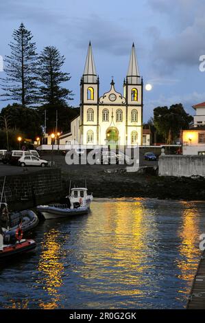 Fullmoon over Madalena, Pico Island, Azores, Portugal Stock Photo