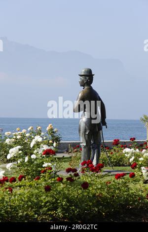 Statue of Charlie Chaplin, Vevey, Canton of Vaud, Switzerland Stock Photo