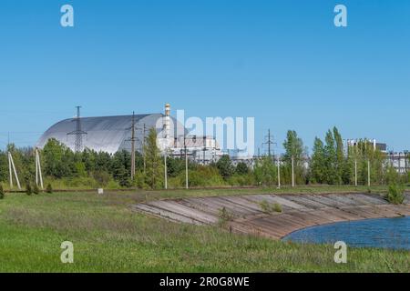 USA. 06th May, 2023. View of Chernobyl nuclear plant sarcophagus covering unit 4 in Ukraine on May 6, 2023 Credit: Sipa USA/Alamy Live News Stock Photo