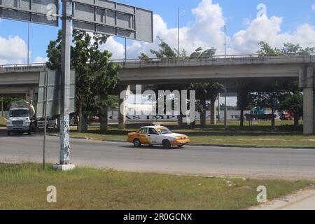 MERIDA, MEXICO - OCTOBER 31, 2016 yellow taxi in the city centre Stock Photo