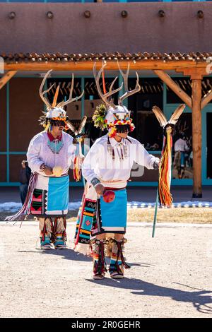 Traditional Zuni Dancing at Indian Pueblo Cultural Center in Albuquerque, New Mexico Stock Photo