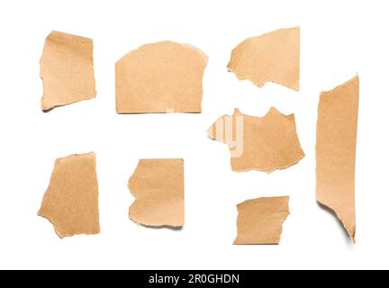 Torn pieces of paper isolated on white background Stock Photo