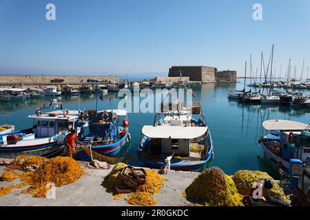 Fortress of Rocca al Mare, Venetian Harbor, Heraklion, Crete, Greece Stock Photo