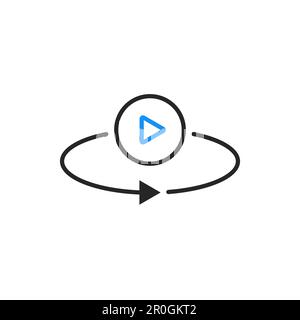 thin line minimal vr video icon Stock Vector