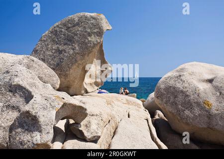Rocks at beach of Palombaggia, Corsica, France Stock Photo