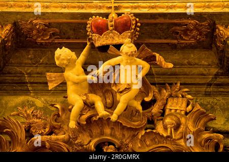Putti with crown, Cuvilliés-Theater, or Old Residence Theatre (Altes Residenztheater) is the former court theatre of the Residence in Munich, Munich, Stock Photo