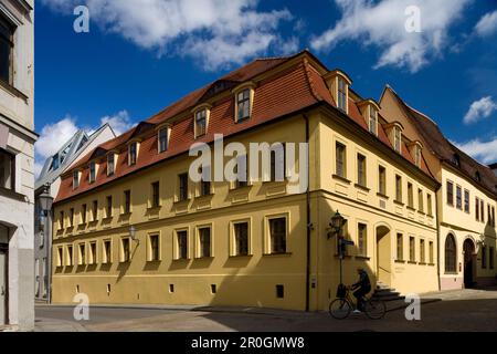 Händel house under clouded sky, Halle an der Saale, Saxony Anhalt, Germany, Europe Stock Photo