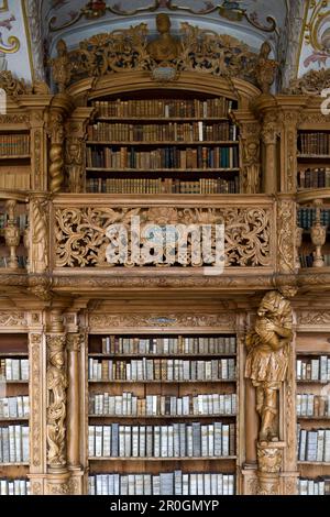 Library in the monastery of Waldsassen, Upper Palatinate, Bavaria, Germany Stock Photo